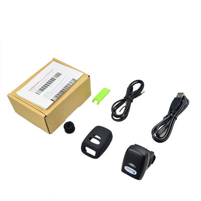pembaca barcode nirkabel yang dapat dipakai, pemindai barcode bluetooth 2d, pemindai kode bar mini jari untuk tablet pc android