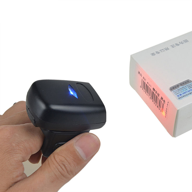 pembaca barcode nirkabel yang dapat dipakai, pemindai barcode bluetooth 2d, pemindai kode bar mini jari untuk tablet pc android